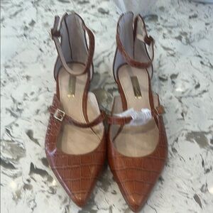 Brown Crocodile Pattern Women Shoes